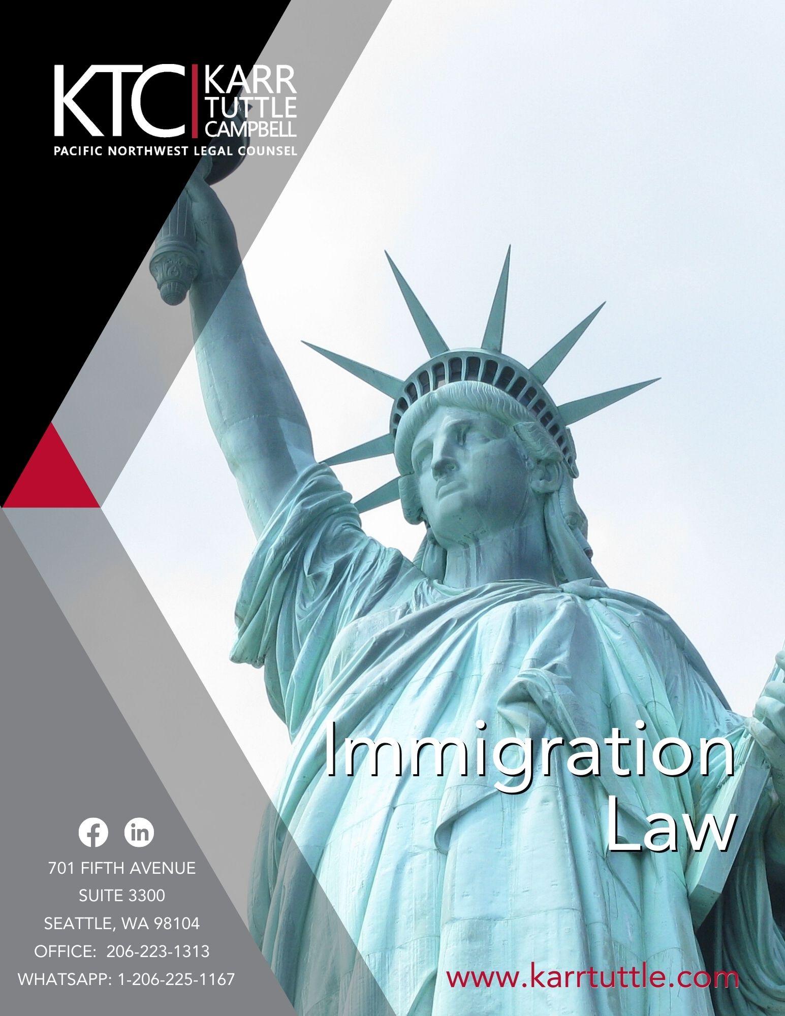 Brochure cover with the statute of liberty